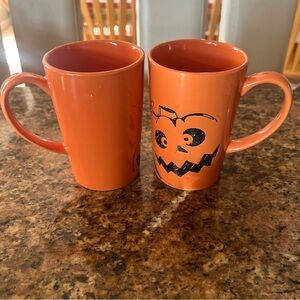 Orange Pumpkin Face Mugs